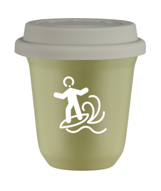 Kubek pistacjowy 150 ml, WINDSURFING (bialy) z pokrywka biala