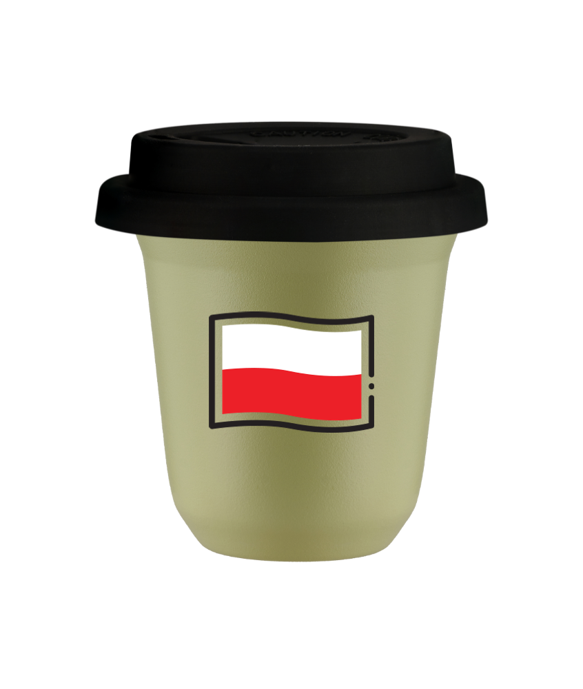 Kubek pistacjowy 150 ml, FLAGA POLSKI z pokrywka czarna kubek termiczny na kawe | 75,00 zł Kubek pistacjowy 150 ml, FLAGA POLSKI z pokrywka czarna kubek termiczny na kawe | 75,00 zł