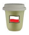 Kubek pistacjowy 150 ml, FLAGA POLSKI (czarny) z pokrywka biala kubek termiczny na kawe | 75,00 zł