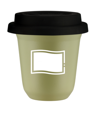 Kubek pistacjowy 150 ml, FLAGA POLSKI (bialy) z pokrywka czarna