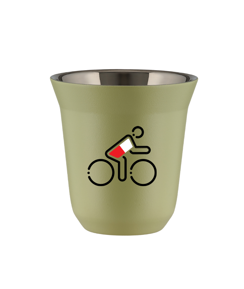 Kubek pistacjowy 150 ml, KOLARZ W POLSKICH BARWACH kubek termiczny na kawe | 70,00 zł Kubek pistacjowy 150 ml, KOLARZ W POLSKICH BARWACH kubek termiczny na kawe | 70,00 zł