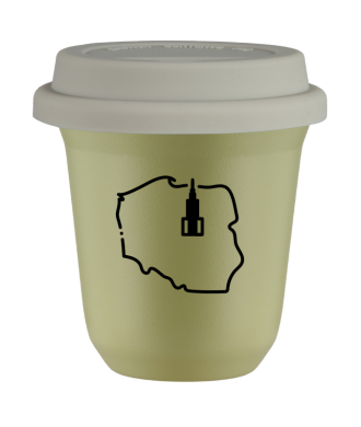 Kubek pistacjowy 150 ml, POLSKA z pokrywka biala