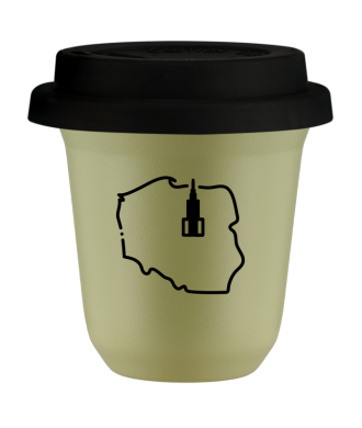Kubek pistacjowy 150 ml, POLSKA (czarny) z pokrywka czarna