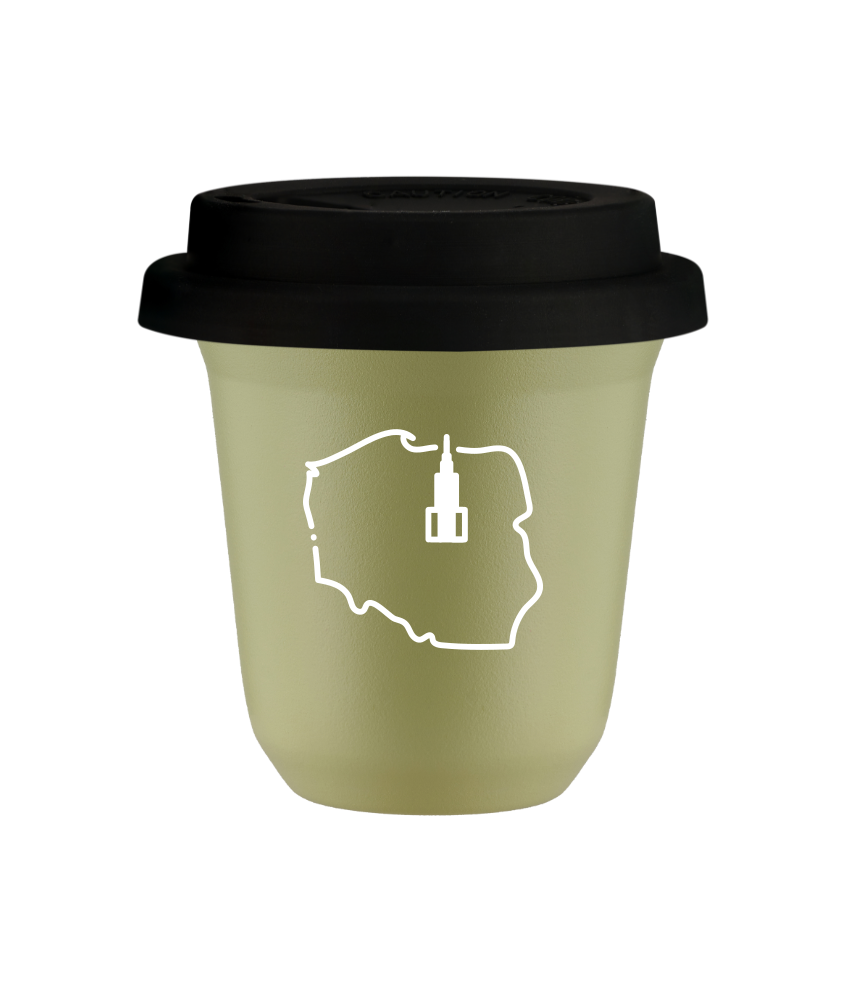 Kubek pistacjowy 150 ml, POLSKA (bialy) z pokrywka czarna kubek termiczny na kawe | 75,00 zł Kubek pistacjowy 150 ml, POLSKA (bialy) z pokrywka czarna kubek termiczny na kawe | 75,00 zł