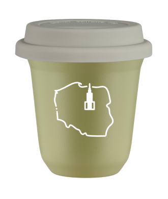Kubek pistacjowy 150 ml, POLSKA (bialy) z pokrywka biala