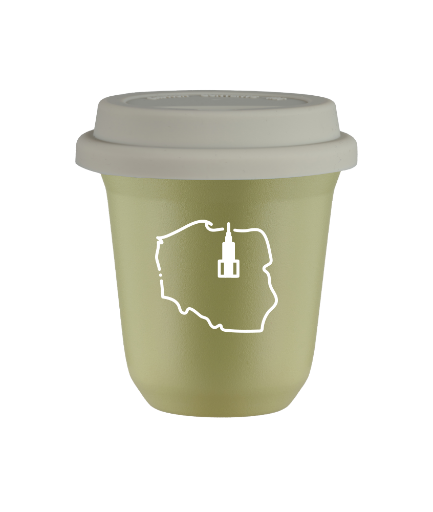 Kubek pistacjowy 150 ml, POLSKA (bialy) z pokrywka biala kubek termiczny na kawe | 75,00 zł