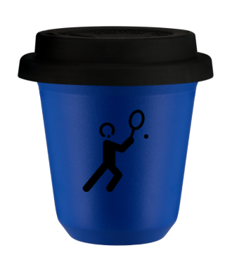 Kubek navy blue 150 ml, TENIS 1 (czarny) z pokrywka czarna