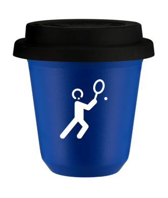 Kubek navy blue 150 ml, TENIS 1 (bialy) z pokrywka czarna