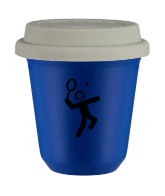 Kubek navy blue 150 ml, TENIS 2 (czarny) z pokrywka biala