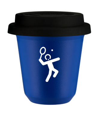 Kubek navy blue 150 ml, TENIS 2 (bialy) z pokrywka czarna