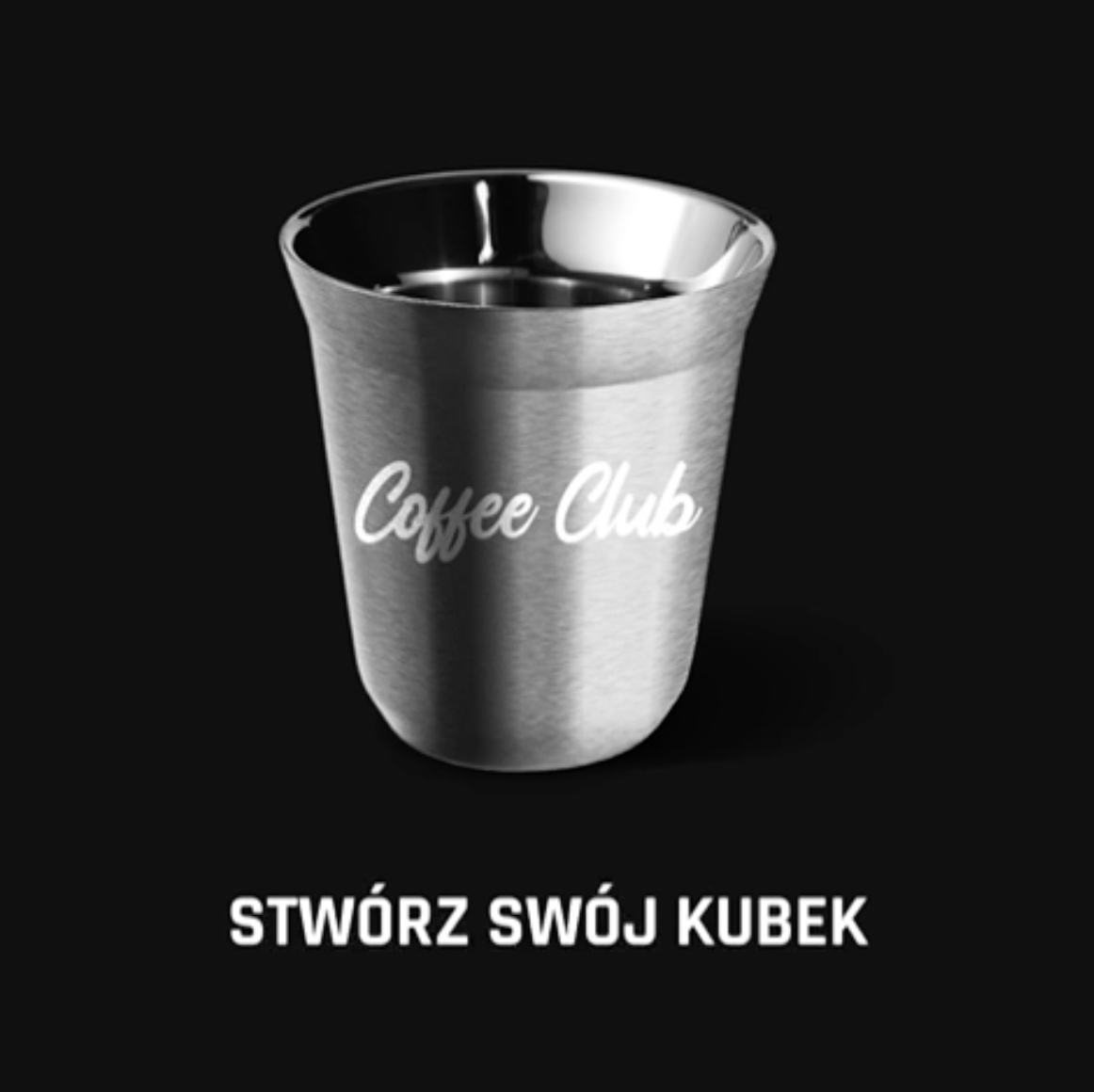 Kubek 80 ml SREBRNY "Chorzów", z czarną pokrywką